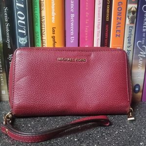 Michael Kors Maroon Wristlet Wallet
